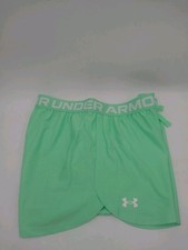Under Armour Girls HeatGear Athletic Shorts Green YXL Loose Fit Drawstring Logo