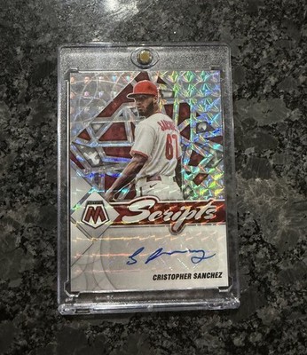 Christopher Sanchez 2022 Panini Mosaic Rookie Scripts Auto RC Prizm Autograph