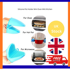 2Pc Silicone Mini Oven Mitts Heatproof Pot Holders Kitchen Grill UK Heat Gloves