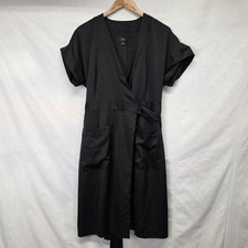 J.Crew J6919 Cuffed Short Sleeve Crepe Satin Wrap Dress Size M