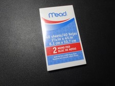 Mead 40 Sheets 2-7/16 x 4-1/4", Qty=2 Memo Pad for Mead Flip-Top MEA45890
