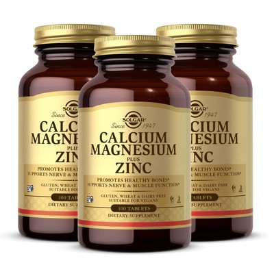 Solgar Calcium Magnesium Plus Zinc 100 Count 3 Pack Vegan Mineral Supplement