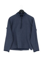 Adidas Men's Jumper S Blue Cotton with Polyester Mock Neck Pullover