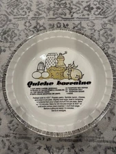 Royal China Jeannette Quiche Lorraine Recipe Vintage Ceramic Pie Plate Dish 11”