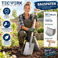 Tecwerk Profi Bauspaten / Garten Spaten Mit Trittschutz Und Eschen T-Stiel