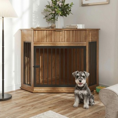 44.6'' Corner Dog Crate Furniture MDF End Table Storage Small Medium Dog