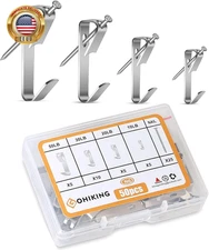 Picture Hanging Hooks, 50 Pcs Heavy Duty 10-50 Lbs Picture Hangers Hardware Kit