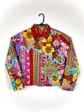 Vintage Madison Studio Women XL Artsy Patchwork Beaded Blazer Jacket Colorfull