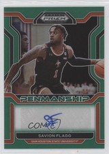 2022-23 Panini Prizm Draft Picks College Penmanship Green Savion Flagg Auto 12e2