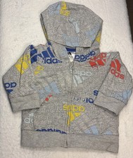 Adidas All Over Logo Zip up Hoodie Infant Boy size 3 month
