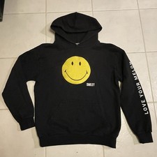 Love Your Melon Smiley Hoodie Size Small Black Made In USA