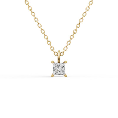 14K Gelbgold 0,50CT Lab Grown Princess Cut Diamant Solitär Anhänger