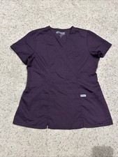 Grey  s Anatomy size M Scrub Top Women  s V-Neck Pockets DARK PLUM 41101 J25
