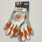 Marucci Professional Batting Gloves Men’s L Pair Adj Wrist Strap White/Gray/Org — photo 1