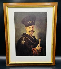 Vintage "A Polish Nobleman, 1637" Rembrandt van Rijn Framed Print Licensed