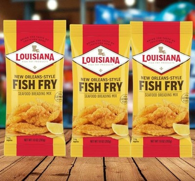 3 Pack Louisiana New Orleans Style Fish Fry Seafood Breading Mix 10 oz
