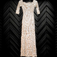 QUIZ SIZE 6 CHAMPAGNE GOLD SEQUIN MAXI DRESS PARTY WEDDING COCKTAIL PROM CRUISE