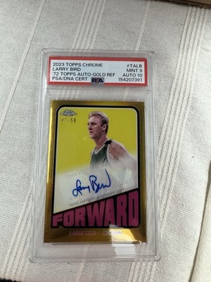 Topps Chrome Larry Bird #TA-LB PSA 9 Gold Refractor /50 Hard Signed Auto