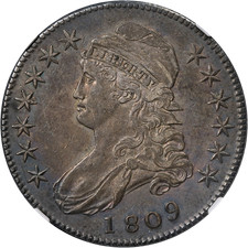 1809 Bust Half Dollar III Edge NGC AU53 0-107 R.3 Nice Eye Appeal Nice Strike