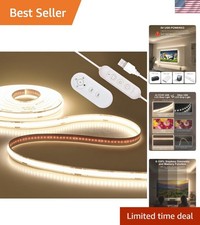 5V USB LED Strip Light 6.5ft 640 LEDs 4000K Natural White Dimmable with Remote