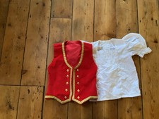 Highland Dancing Blouse And Waistcoat, Handmade, Age 4 Years, Red And Gold