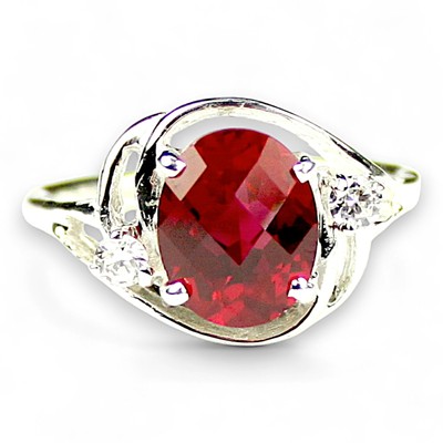 Created Rubin, 925 Sterling Silber Damen Ring, SR021