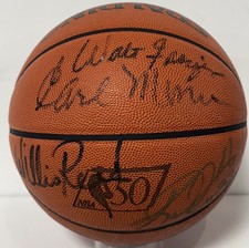 NBA 50th Signed Game Basketball Walt Frazier Karl Malone Willis Reed 6 Auto COA