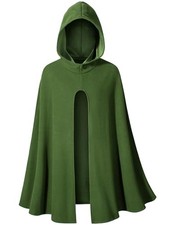 Kids Medieval Renaissance Hooded Cloak Costume Boys Girls Cape Archer Hunter ...