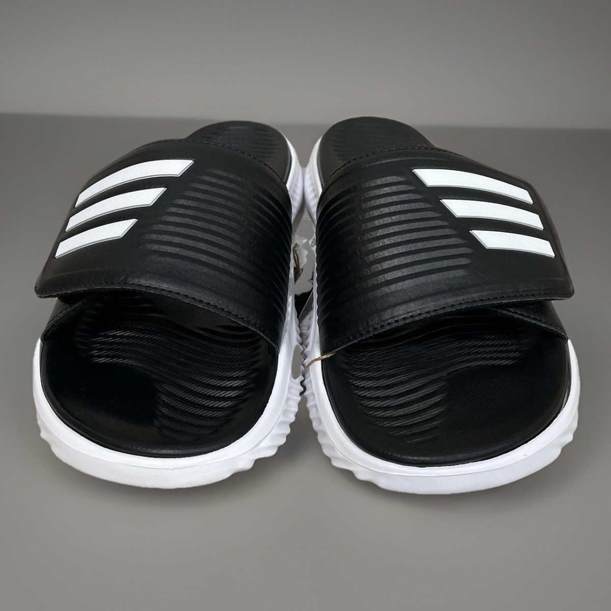 Adidas Alphabounce 2.0 Slides Sandals Black White Mens Size 