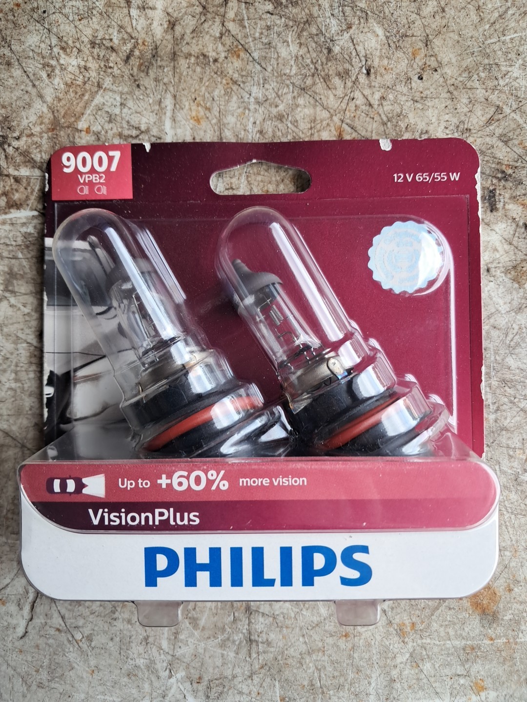 Philips Vision Plus 9007 65/55W + 60% More Light Two Bulb Headlight
