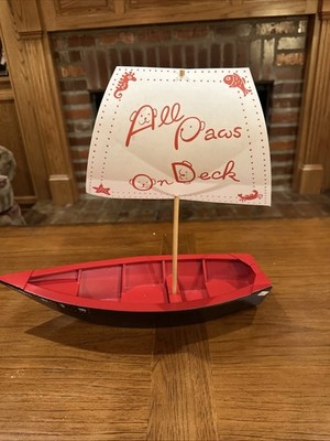 Muffy Vanderbear  All Paws on Deck  The Lulu  Wooden Sail Boat- Vintage, NWOB