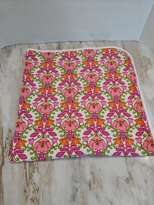 Vera Bradley Cotton Baby Blanket Pink Orange Flowers Reversible