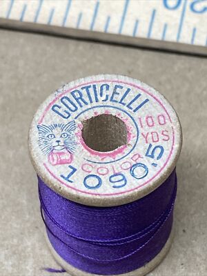 RARE Antique Belding Corticelli Color 1090.5 Cat Logo Silk Thread WoodSpool Used