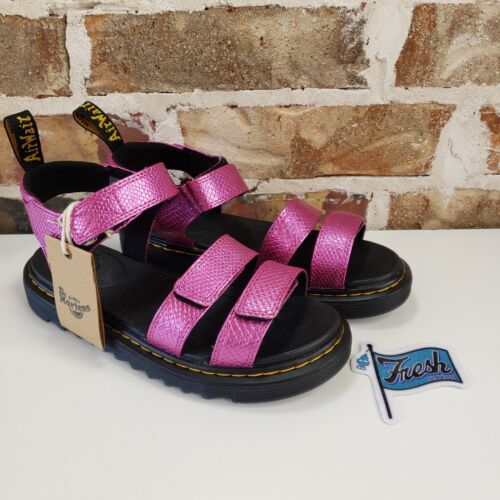 Dr. Martens Klaire Y Size 6 Metallic Magenta Leather Strappy Sandals - Picture 1 of 11