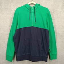 American Eagle Large Hoodie Pullover Color Block Green Navy Half Zip Sweatshirt