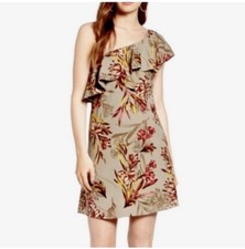 ASTR The Label Boho Floral Ruffle One Shoulder Mini Dress Womens Size Small