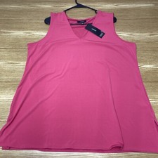 Alfani Blouse Womens XL Pink V-Neck Sleeveless Breathable Sheer Top NWT