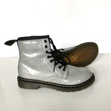 DR. MARTENS Women glittered Silver faux leather boots size 5
