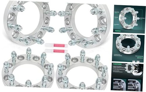 4Pcs 8x6.5 Wheel Spacers 1 inch Bore 126mm Studs 9/16" 8 Lug Wheel Spacers No
