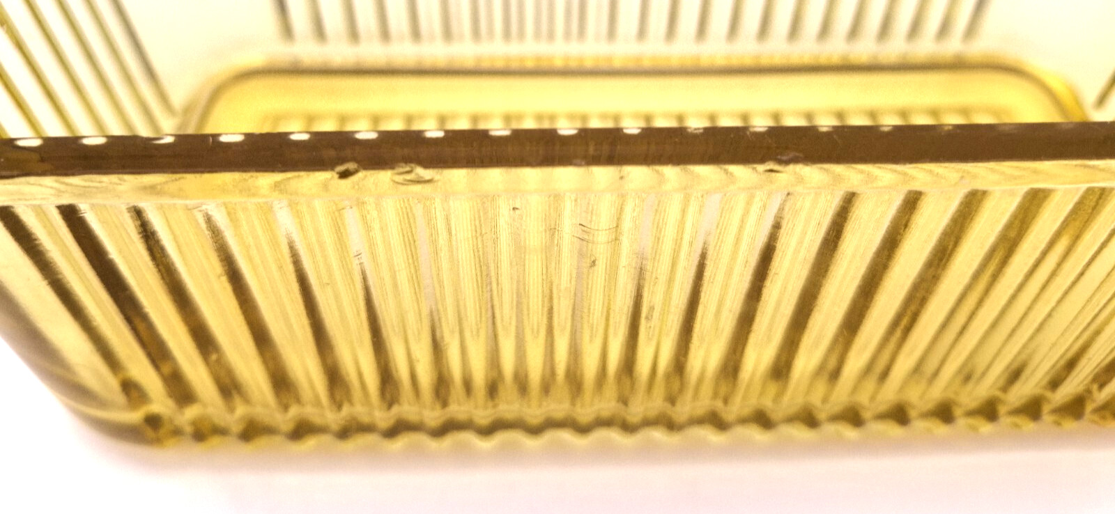 Vintage Federal Glass Amber Gold Yellow Rectangle Refrigerator Box Dish 8.5"