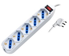 Techly Multipresa 5 Posti Italiana Bipasso / Schuko con spina 10A