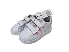adidas Grand Court 2.0 Tennis Shoes, Big Girls Size 5K, White