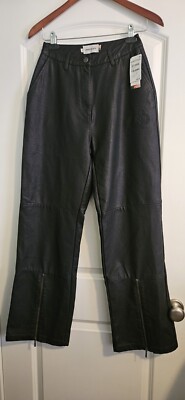 Honor the Gift Womens Faux Leather Pants Black Zip Leg Accents Pockets