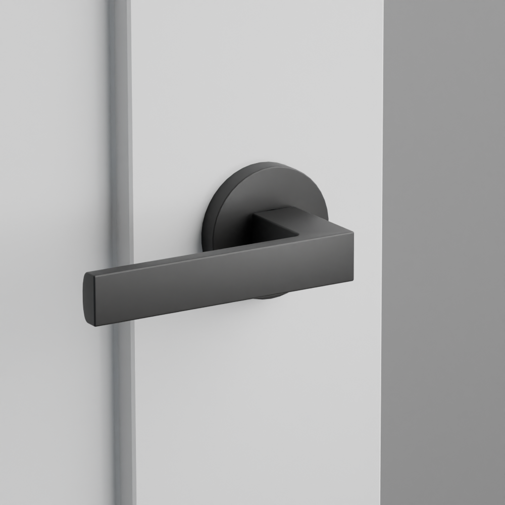 Emtek Dumont Flat Black Round CF Concealed Privacy Door Lever Set Incomplete-image