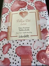 COLORDRIFT Valentine's Day Polka Dot Love Pink Valentine Tablecloth 60 x 84