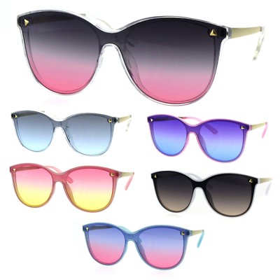 Oceanic Gradient Color Lens Shield Horn Mod Trendy Sunglasses