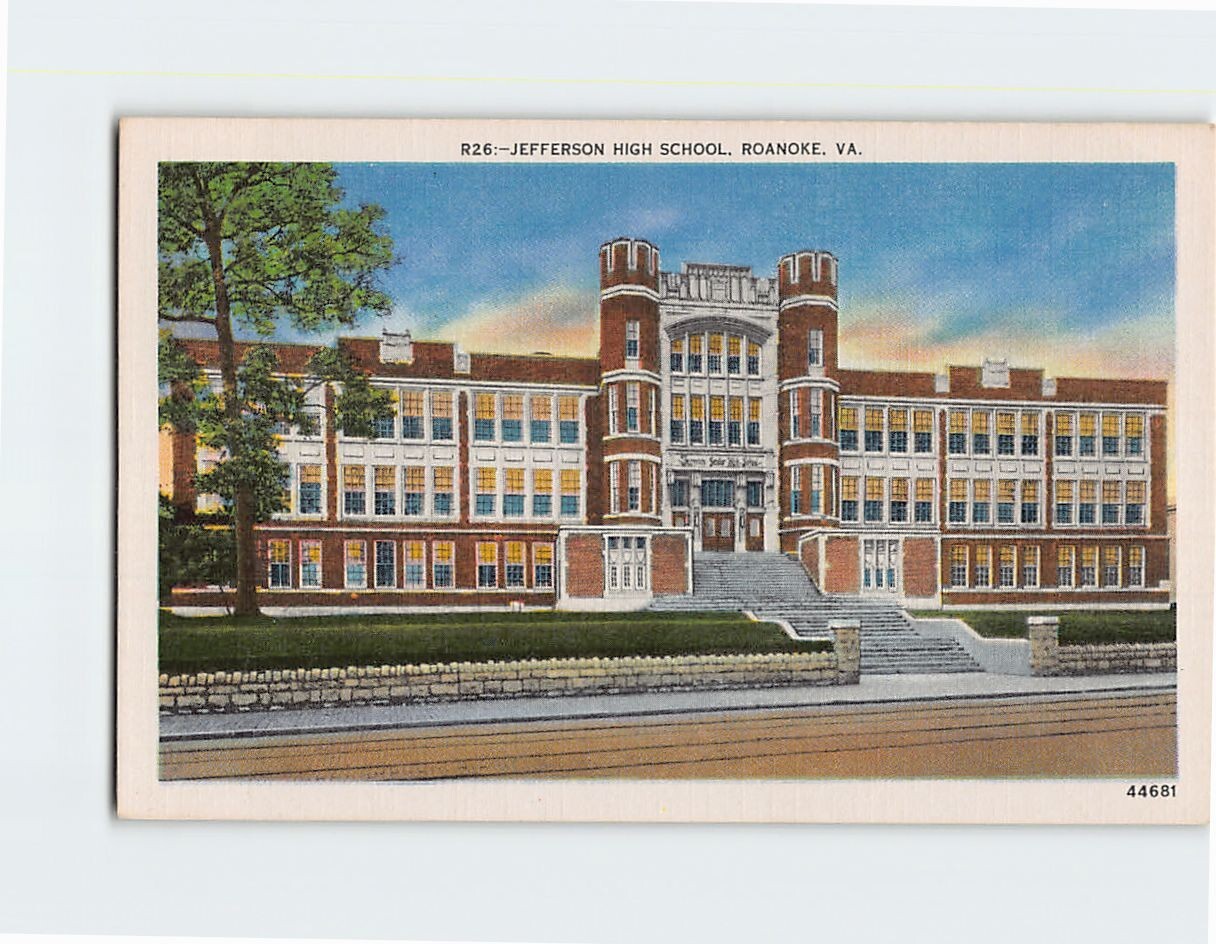 Postcard Jefferson High School Roanoke Virginia USA eBay