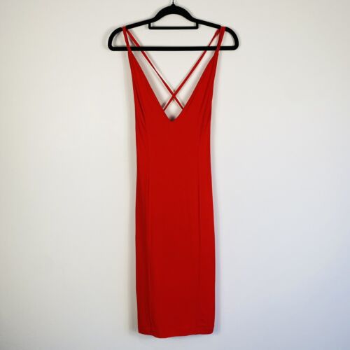 KOOKAI  Size 36 Red Rosetta Olympa Dress Strappy Backless Midi Slip Dress Vneck - Picture 1 of 24