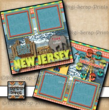 NEW JERSEY  2 premade scrapbook pages paper printed 12X12 by digiscrap A0483