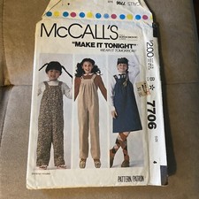 McCalls 7706 Sewing Pattern Size 4 Girls Jumper Jumpsuit Vintage